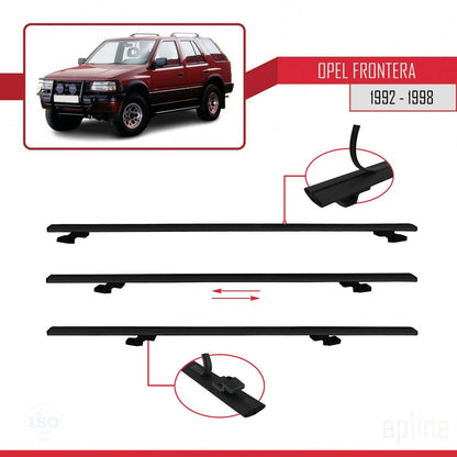 Compatibile con Opel Frontera 1992-1998 BASIC Model Barre Tetto Portapacchi Auto Barre Portatutto Nero Alluminio 3 Barre