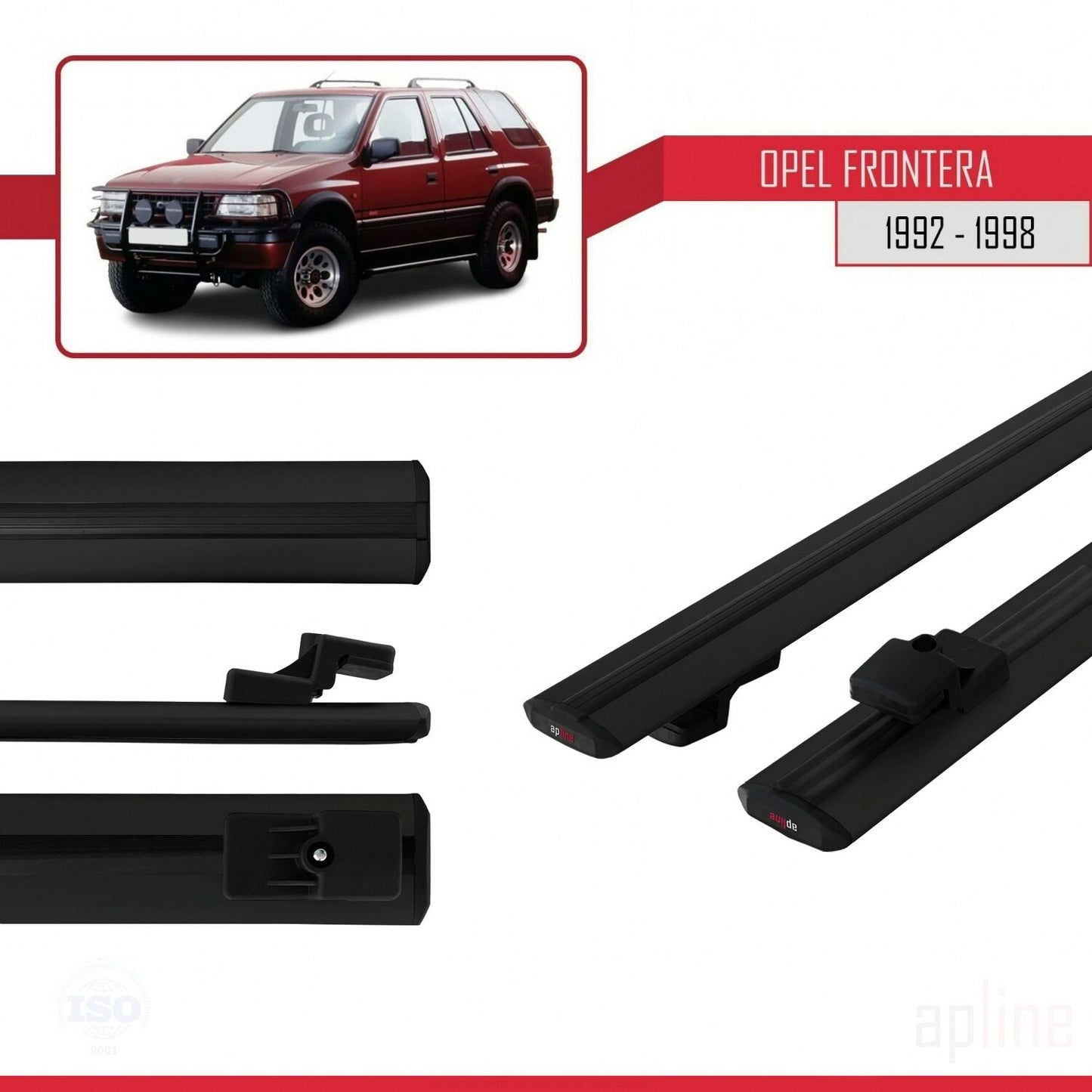 Compatibile con Opel Frontera 1992-1998 BASIC Model Barre Tetto Portapacchi Auto Barre Portatutto Nero Alluminio 2 Barre