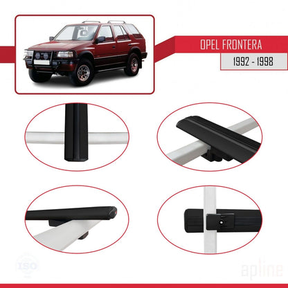 Compatibile con Opel Frontera 1992-1998 BASIC Model Barre Tetto Portapacchi Auto Barre Portatutto Nero Alluminio 2 Barre