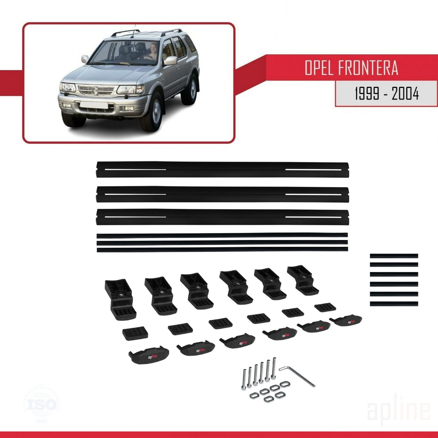 Compatibile con Opel Frontera 2 1999-2004 BASIC Model Barre Tetto Portapacchi Auto Barre Portatutto Nero Alluminio 3 Barre