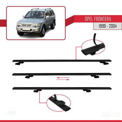Compatibile con Opel Frontera 2 1999-2004 BASIC Model Barre Tetto Portapacchi Auto Barre Portatutto Nero Alluminio 2 Barre