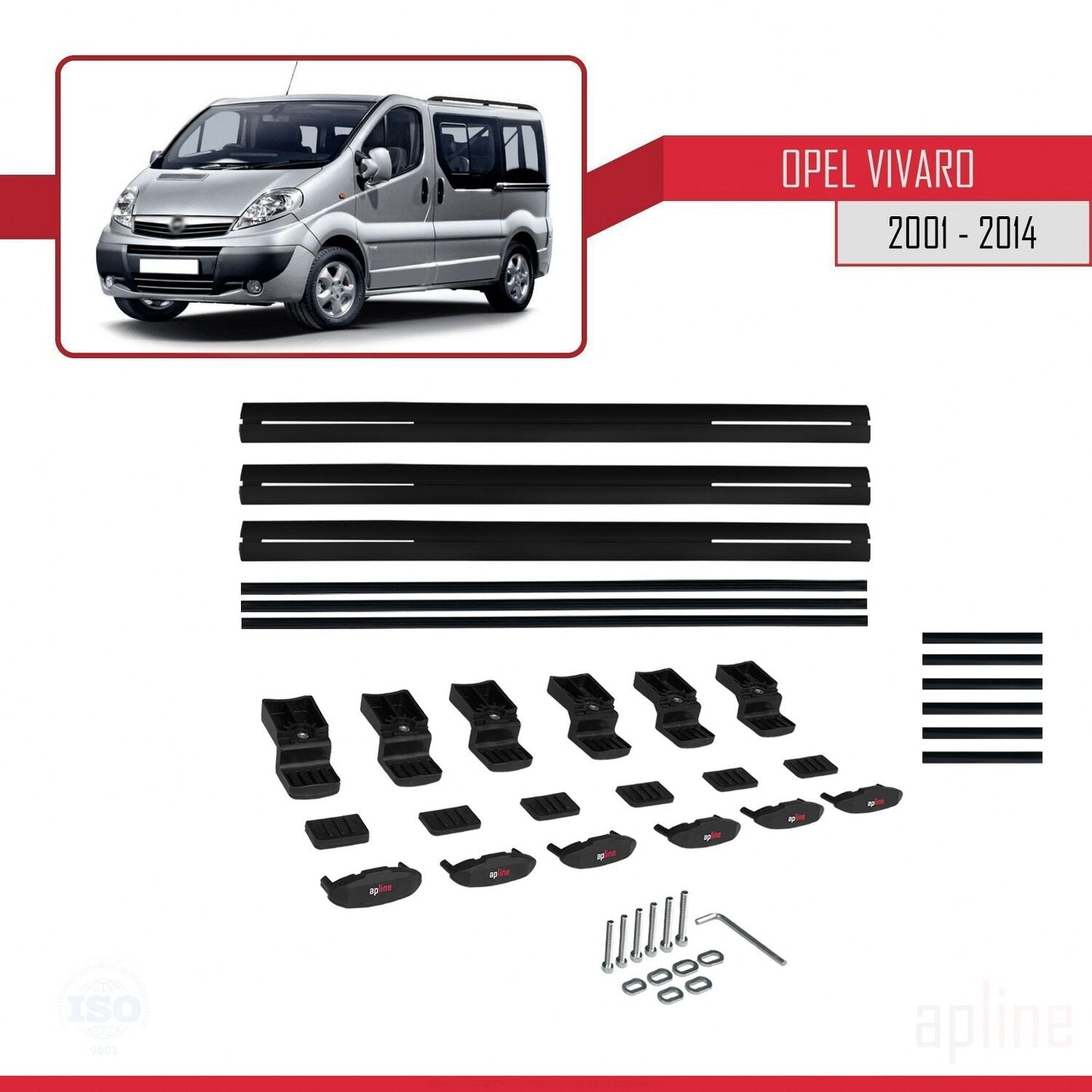 Compatible avec Opel Vivaro A 2001-2014 BASIC Model Barres de Toit Railing Porte-Bagages de Voiture Noir Aluminium 3 Barres