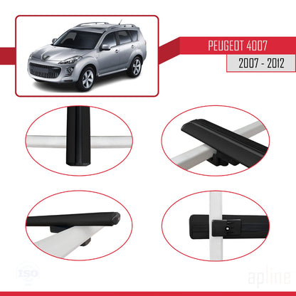 Compatibile con Peugeot 4007 2007-2012 BASIC Model Barre Tetto Portapacchi Auto Barre Portatutto Nero Alluminio 3 Barre