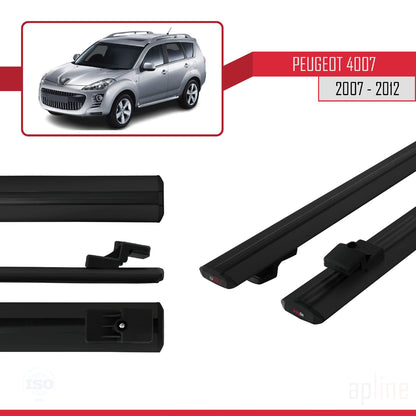 Compatibile con Peugeot 4007 2007-2012 BASIC Model Barre Tetto Portapacchi Auto Barre Portatutto Nero Alluminio 2 Barre