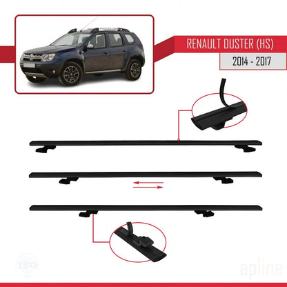 Compatible with Renault Duster (HS) Post-Facelift 2014-2017 BASIC Model Car Roof Rack Cross Bar Black Aluminium 3 Bars