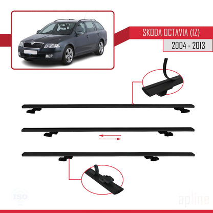 Compatibile con Skoda Octavia 2 (1Z) 2004-2013 BASIC Model Barre Tetto Portapacchi Auto Barre Portatutto Nero Alluminio 3 Barre
