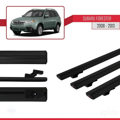 Compatible with Subaru Forester 3 (SH) 2008-2013 BASIC Model Car Roof Rack Cross Bar Black Aluminium 3 Bars