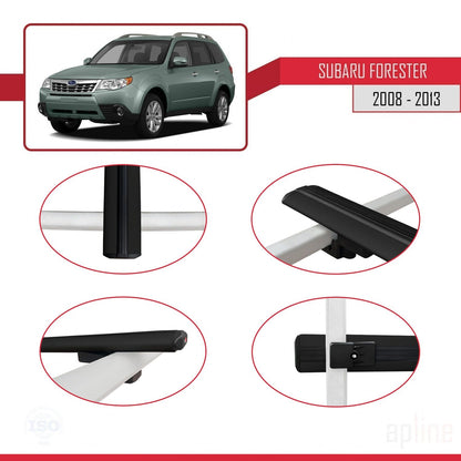 Compatible with Subaru Forester 3 (SH) 2008-2013 BASIC Model Car Roof Rack Cross Bar Black Aluminium 3 Bars