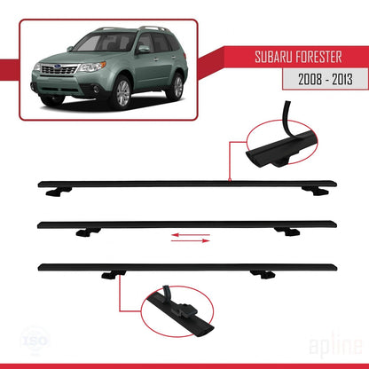 Compatible with Subaru Forester 3 (SH) 2008-2013 BASIC Model Car Roof Rack Cross Bar Black Aluminium 3 Bars