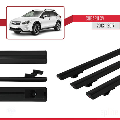 Compatible avec Subaru XV 2013-2017 BASIC Model Barres de Toit Railing Porte-Bagages de Voiture Noir Aluminium 3 Barres