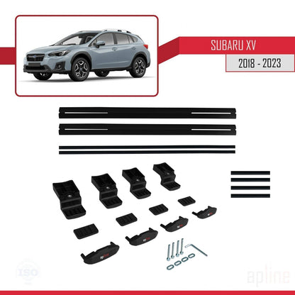Compatible avec Subaru XV 2 2018-2023 BASIC Model Barres de Toit Railing Porte-Bagages de Voiture Noir Aluminium 2 Barres