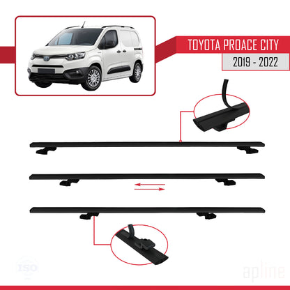 Compatible avec Toyota Proace City 2019-2022 BASIC Model Barres de Toit Railing Porte-Bagages de Voiture Noir Aluminium 4 Barres