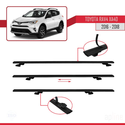 Compatible avec Toyota RAV4 IV (XA40) Post-Facelift 2016-2018 BASIC Model Barres de Toit Railing Porte-Bagages de Voiture Noir Aluminium 2 Barres