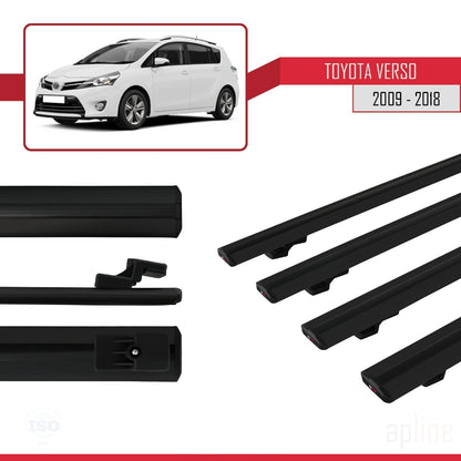 Compatible avec Toyota Verso (AR20) 2009-2018 BASIC Model Barres de Toit Railing Porte-Bagages de Voiture Noir Aluminium 4 Barres