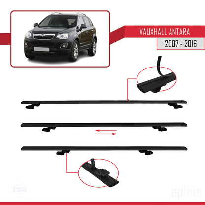 Compatible avec Vauxhall Antara 2007-2016 BASIC Model Barres de Toit Railing Porte-Bagages de Voiture Noir Aluminium 3 Barres