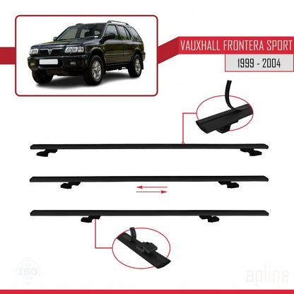 Compatible avec Vauxhall Frontera 2 Sport 1999-2004 BASIC Model Barres de Toit Railing Porte-Bagages de Voiture Noir Aluminium 2 Barres