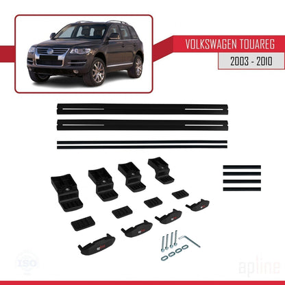 Compatible avec Volkswagen Touareg (7L) 2002-2010 BASIC Model Barres de Toit Railing Porte-Bagages de Voiture Noir Aluminium 2 Barres