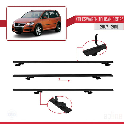 Compatible avec Volkswagen Touran Cross Pre-Facelift 2007-2010 BASIC Model Barres de Toit Railing Porte-Bagages de Voiture Noir Aluminium 3 Barres