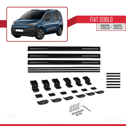Compatibile con Fiat Doblo 3 2023-2025 modello BASIC Barre portatutto Railing Portapacchi Auto Alluminio Nero 3 Barre
