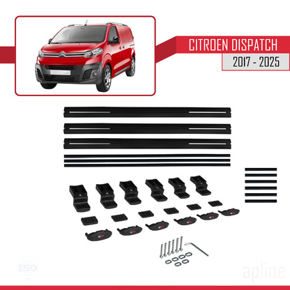 Compatibile con Citroen Dispatch (K0) 2017-2025 modello BASIC Barre portatutto per auto Portapacchi in alluminio nero 3 barre