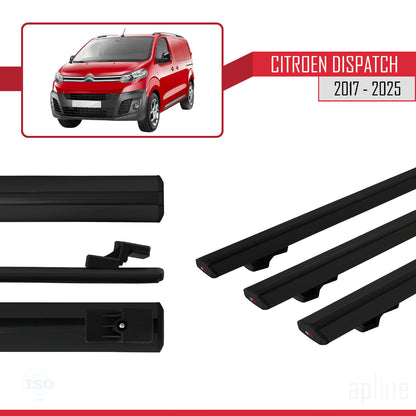 Compatibile con Citroen Dispatch (K0) 2017-2025 modello BASIC Barre portatutto per auto Portapacchi in alluminio nero 3 barre
