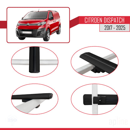Compatibile con Citroen Dispatch (K0) 2017-2025 modello BASIC Barre portatutto per auto Portapacchi in alluminio nero 3 barre