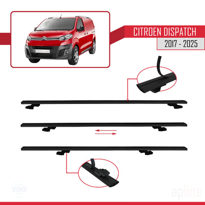 Compatibile con Citroen Dispatch (K0) 2017-2025 modello BASIC Barre portatutto per auto Portapacchi in alluminio nero 4 barre