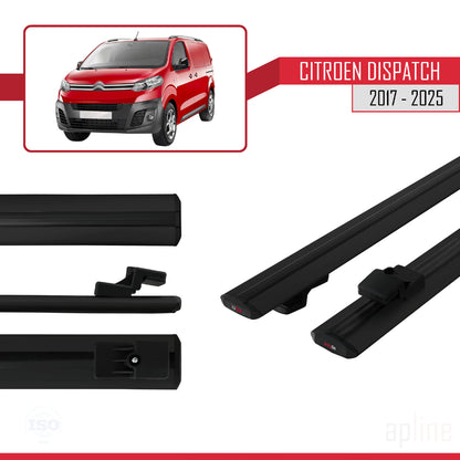 Compatibile con Citroen Dispatch (K0) 2017-2025 modello BASIC Barre portatutto per auto Portapacchi in alluminio nero 2 barre