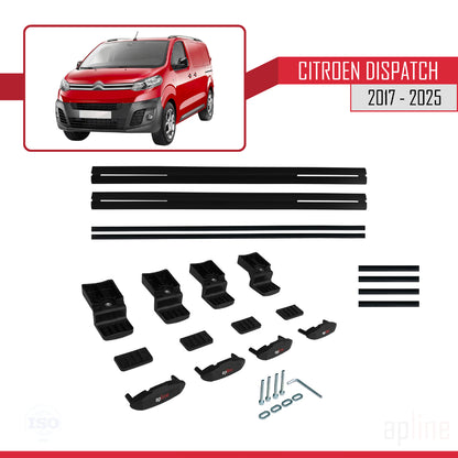Compatibile con Citroen Dispatch (K0) 2017-2025 modello BASIC Barre portatutto per auto Portapacchi in alluminio nero 2 barre