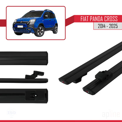 Compatible avec Fiat Panda Cross 2014-2025 BASIC Model Barres de Toit Railing Porte-Bagages de Voiture Noir Aluminium 2 Barres