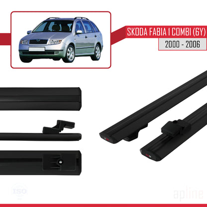 Compatible with Skoda Fabia (6Y) SW 2000-2006 BASIC Model Car Roof Rack Cross Bar Black Aluminium 2 Bars