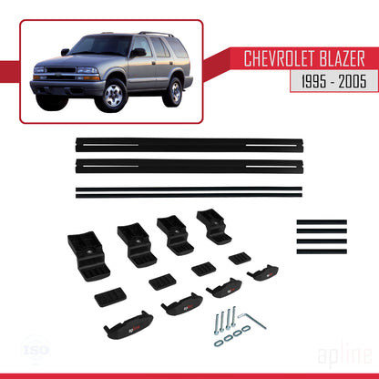 Compatible avec Chevrolet Blazer 1995-2005 BASIC Model Barres de Toit Railing Porte-Bagages de Voiture Noir Aluminium 2 Barres