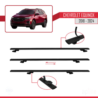 Compatible avec Chevrolet Equinox 2018-2024 BASIC Model Barres de Toit Railing Porte-Bagages de Voiture Noir Aluminium 2 Barres
