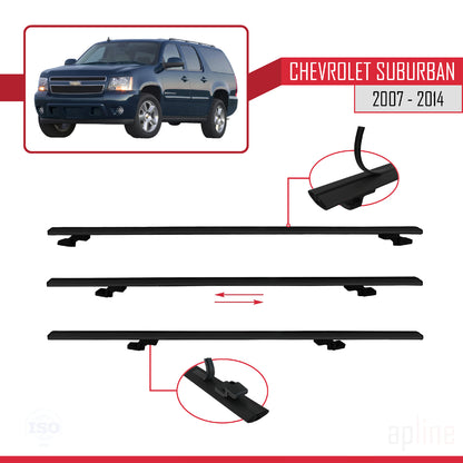 Compatible avec Chevrolet Suburban 2007-2014 BASIC Model Barres de Toit Railing Porte-Bagages de Voiture Noir Aluminium 3 Barres