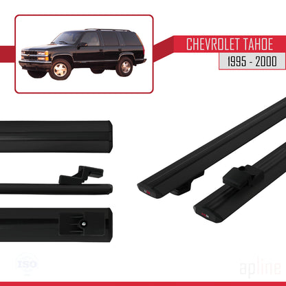 Compatible avec Chevrolet Tahoe 1995-2000 BASIC Model Barres de Toit Railing Porte-Bagages de Voiture Noir Aluminium 2 Barres
