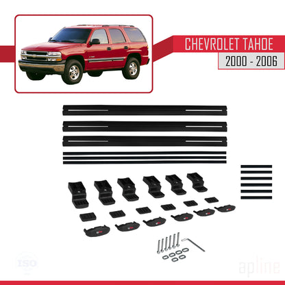 Compatible avec Chevrolet Tahoe 2000-2006 BASIC Model Barres de Toit Railing Porte-Bagages de Voiture Noir Aluminium 3 Barres
