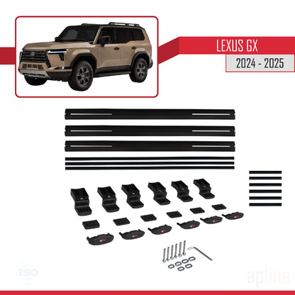 Compatible avec Lexus GX 2024-2025 BASIC Model Barres de Toit Railing Porte-Bagages de Voiture Noir Aluminium 3 Barres