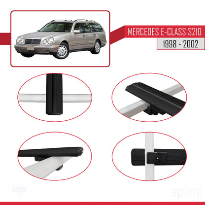Compatible avec Mercedes E Class S210 Wagon 1998-2002 BASIC Model Barres de Toit Railing Porte-Bagages de Voiture Noir Aluminium 3 Barres