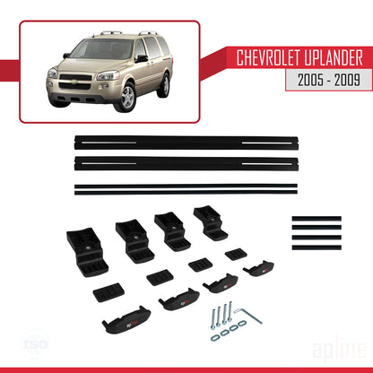 Compatible avec Chevrolet Uplander 2005-2009 BASIC Model Barres de Toit Railing Porte-Bagages de Voiture Noir Aluminium 2 Barres