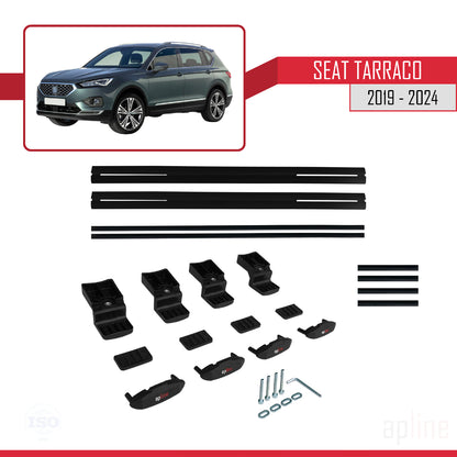 Compatible avec Seat Tarraco 2019-2024 BASIC Model Barres de Toit Railing Porte-Bagages de Voiture Noir Aluminium 2 Barres