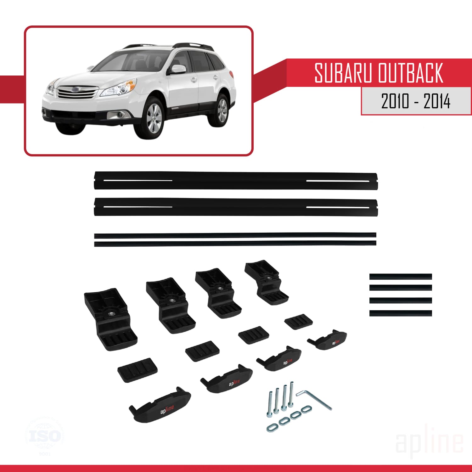 Compatible avec Subaru Outback 2010-2014 BASIC Model Barres de Toit Railing Porte-Bagages de Voiture Noir Aluminium 2 Barres