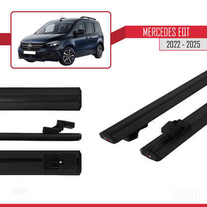 Compatible avec Mercedes EQT / Citan W420 2022-2025 BASIC Model Barres de Toit Railing Porte-Bagages de Voiture Noir Aluminium 2 Barres