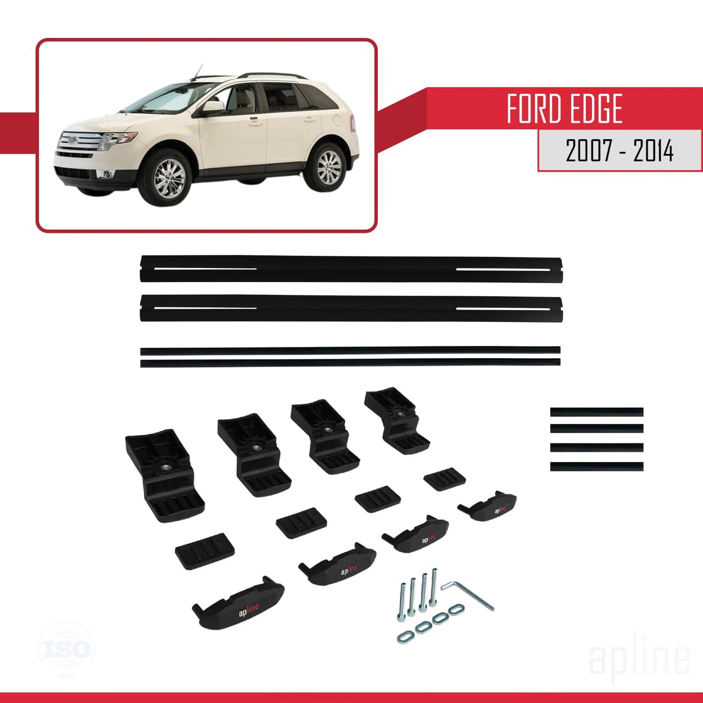 Compatibile con Ford Edge 2007-2014 modello BASIC Barre portatutto per auto in alluminio nero 2 barre