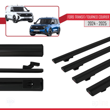 Compatibile con Ford Transit/Tourneo Courier 2024-2025 modello BASIC Barre portatutto per auto Portapacchi in alluminio nero 4 barre