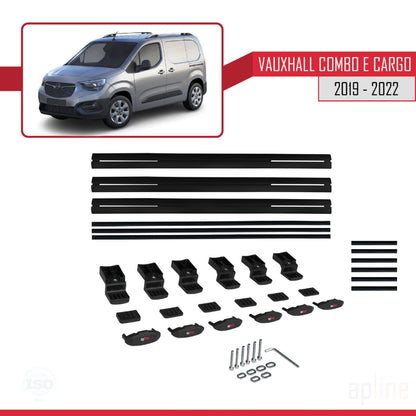 Compatible avec Vauxhall Combo E Cargo 2019-2022 BASIC Model Barres de Toit Railing Porte-Bagages de Voiture Noir Aluminium 3 Barres
