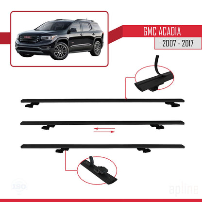 Compatibile con GMC Acadia modello BASIC 2007-2017 Barre portatutto per auto in alluminio nero, 3 barre