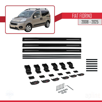 Compatibile con Fiat Fiorino (modello tubolare) 2008-2025 modello BASIC Barre portatutto per auto Portapacchi in alluminio nero 3 barre