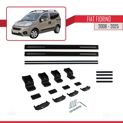 Compatibile con Fiat Fiorino (modello tubolare) 2008-2025 modello BASIC Barre portatutto per auto Portapacchi in alluminio nero 2 barre