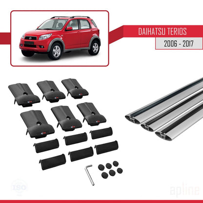 Compatibile con Daihatsu Terios 2 (J200) 2006-2017 modello FLY Barre portatutto per auto Portapacchi in alluminio grigio 3 barre