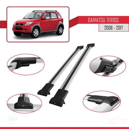 Compatibile con Daihatsu Terios 2 (J200) 2006-2017 modello FLY Barre portatutto per auto Portapacchi in alluminio grigio 2 barre